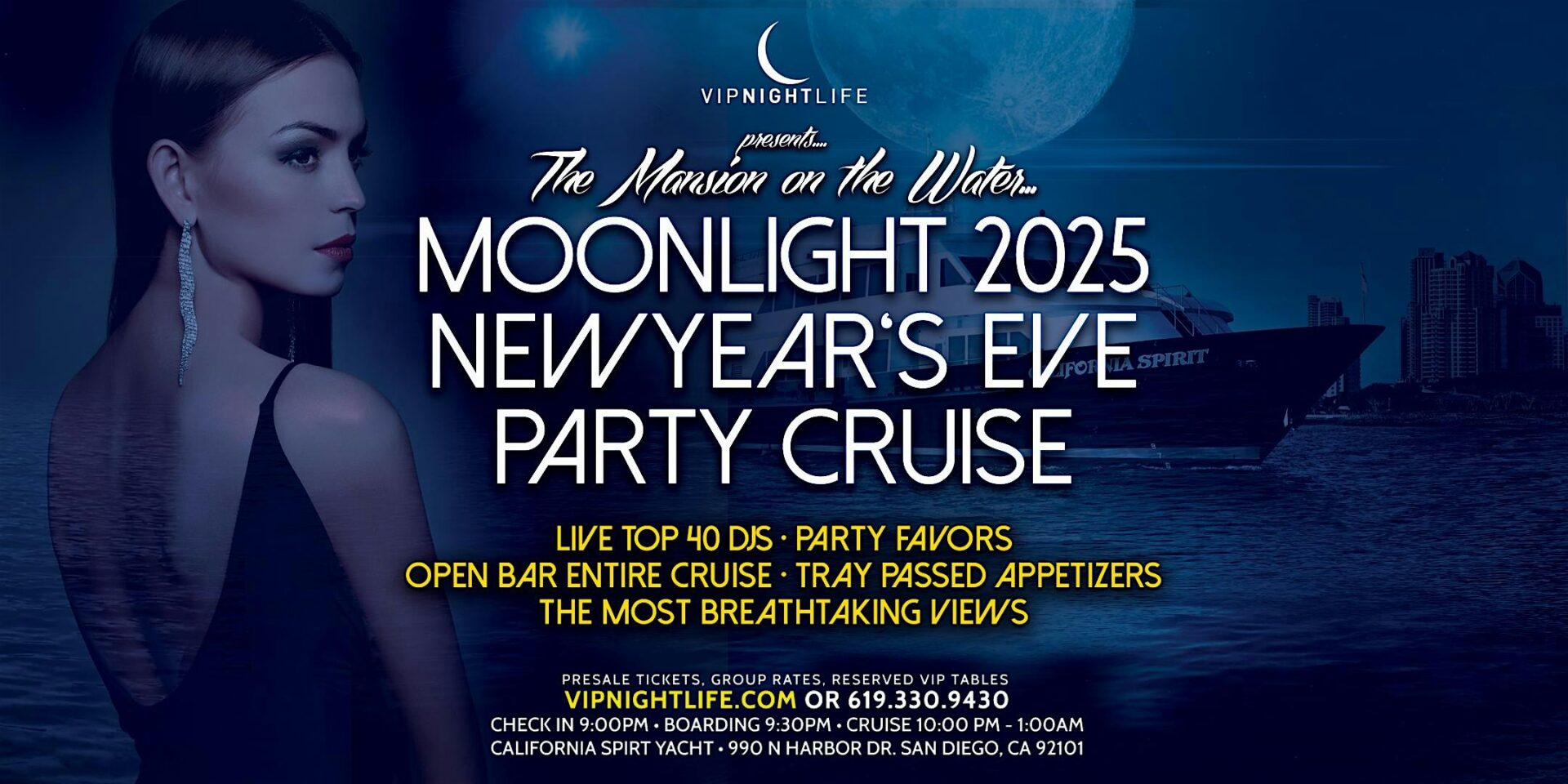 2025 San Diego New Year's Eve Party Pier Pressure Moonlight Cruise