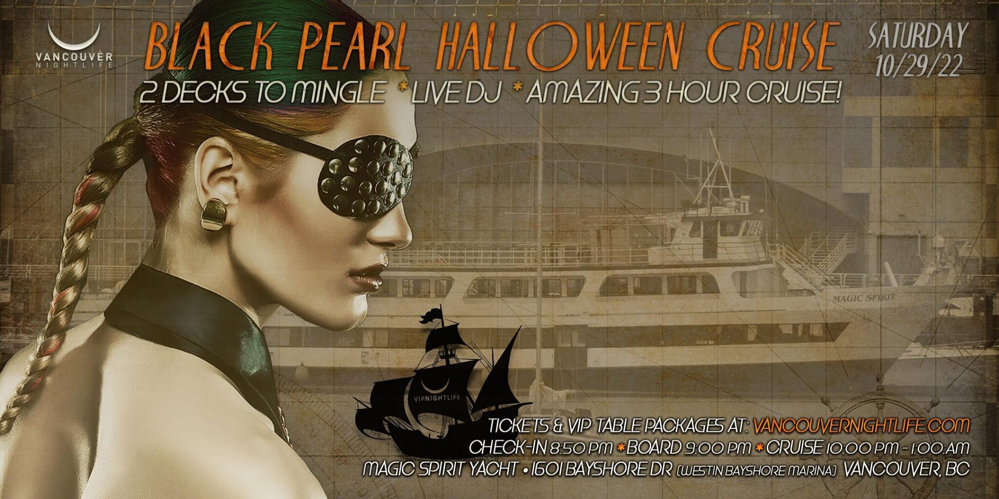 black pearl vancouver halloween party cruise