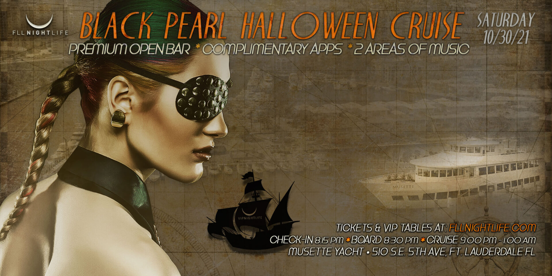 Fort Lauderdale Halloween Yacht Party The Black Pearl VIP Nightlife