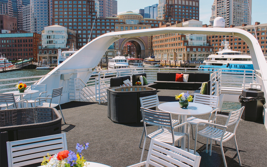 Boston Seaport Elite Luxury Yacht Lounge Deck