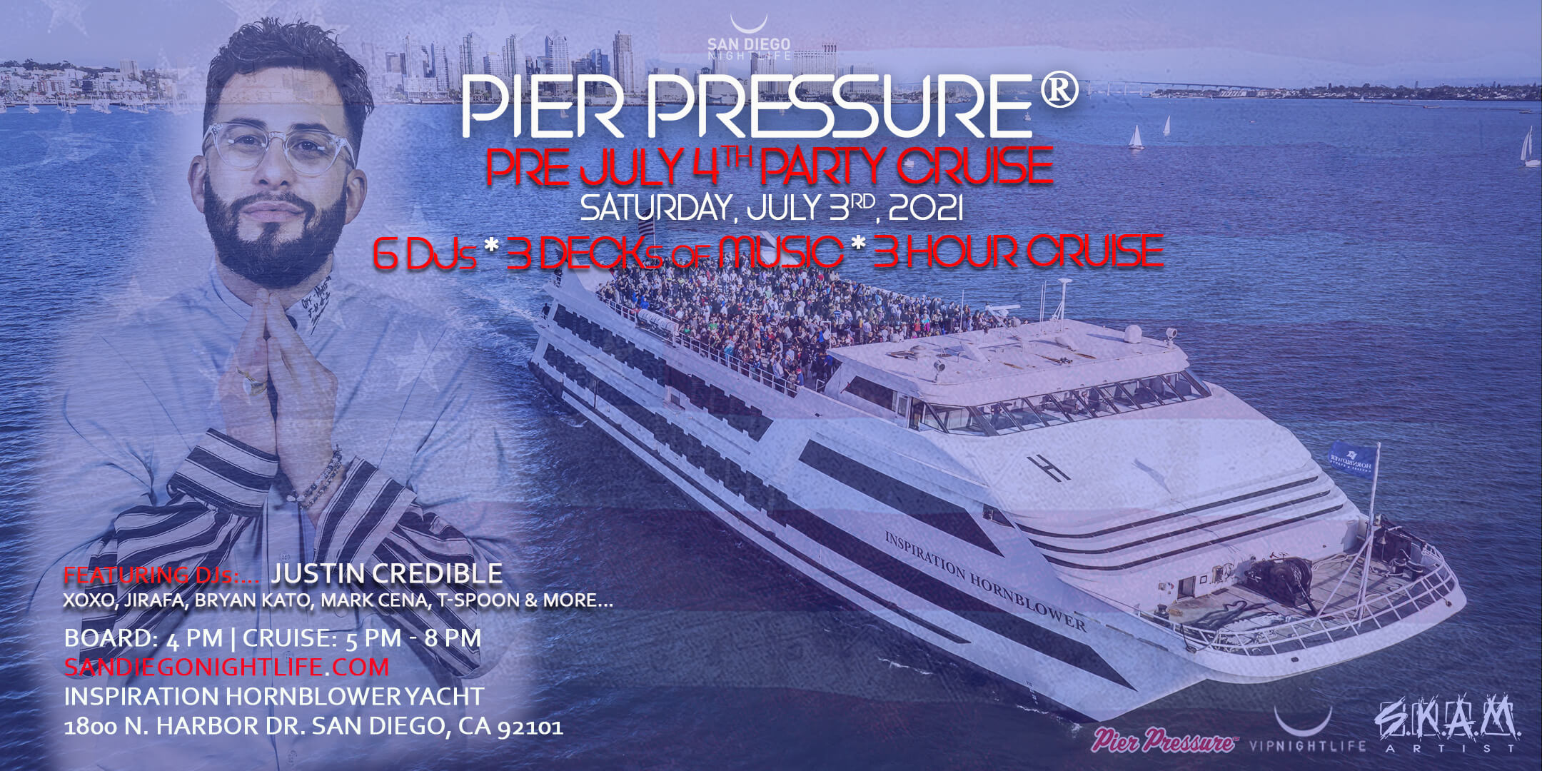 San Diego Pre July 4th Pier Pressure Mega Yacht Party Vip Nightlife