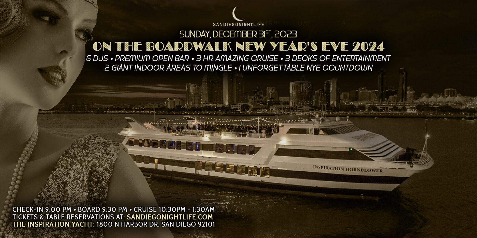 San Diego New Year's Eve On the Boardwalk Cruise 2024 VIP Nightlife