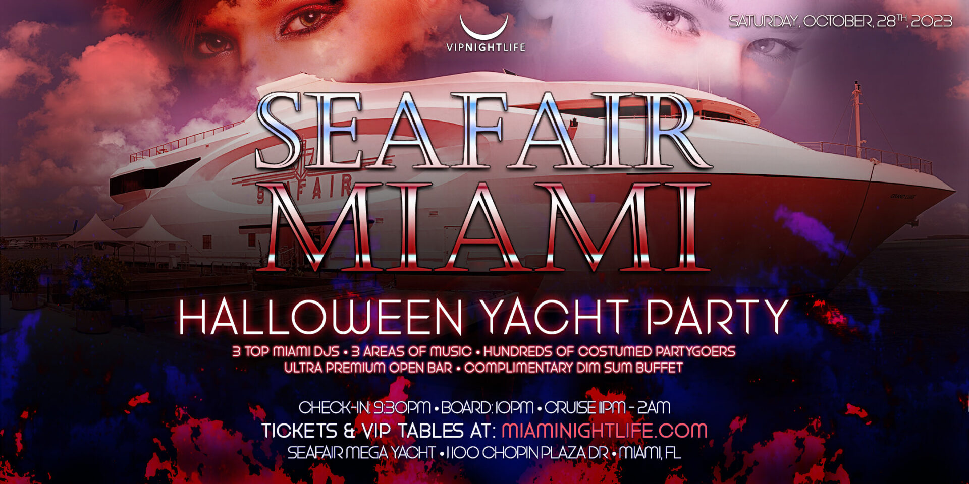 New Year's Eve 2024 Miami Fireworks Party Cruise Seafair Mega Yacht