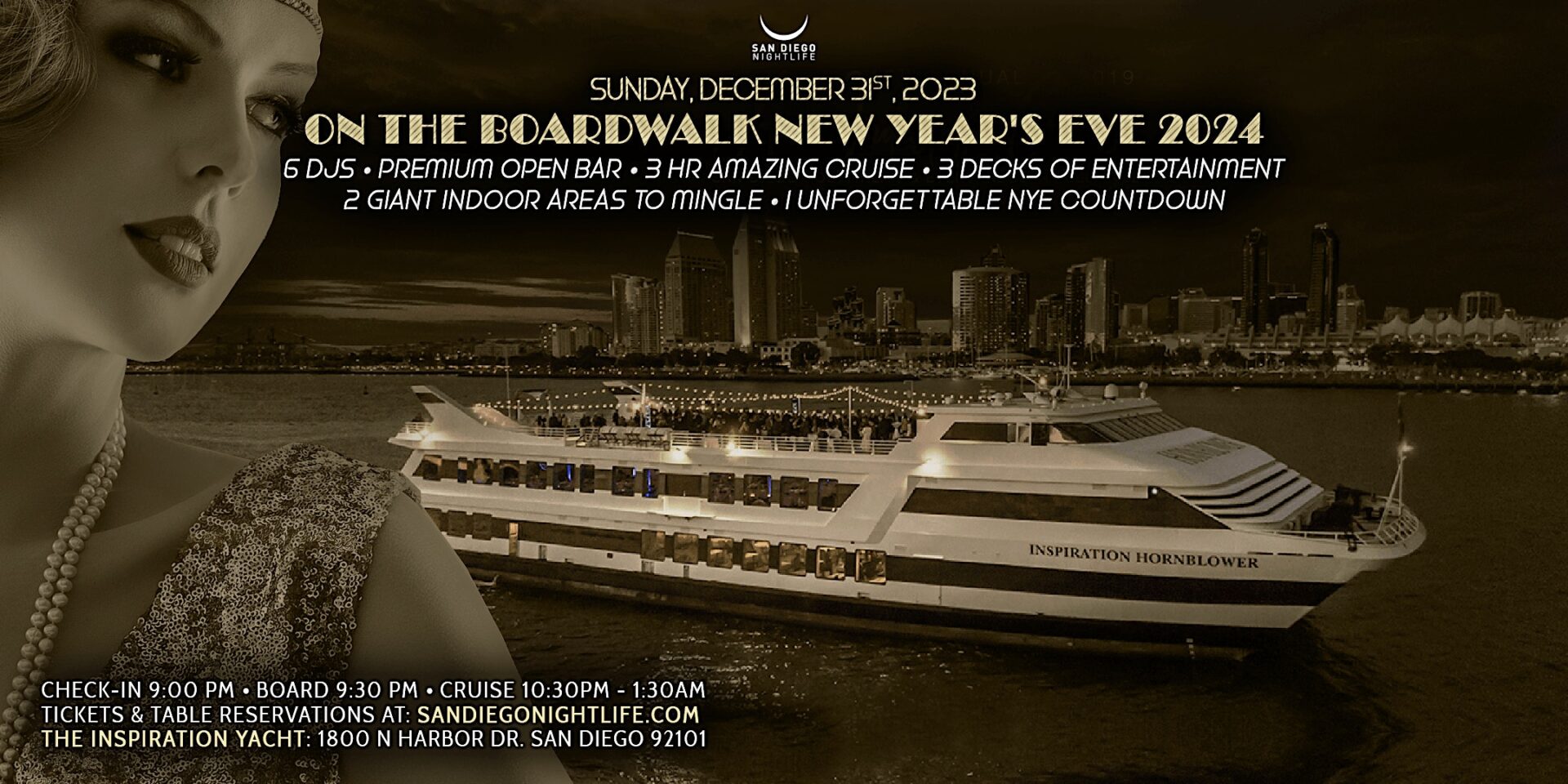 San Diego New Year's Eve On the Boardwalk Cruise 2024 VIP Nightlife