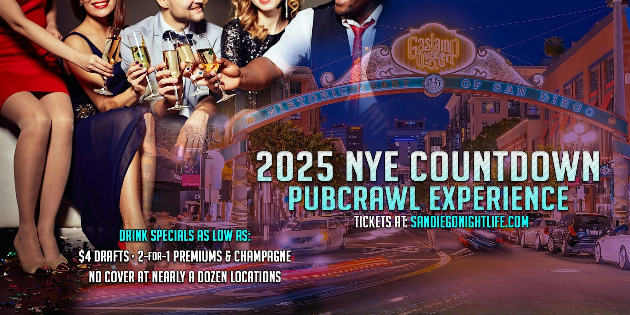 San Diego New Years Eve Pub Crawl Party 2025 VIP Nightlife